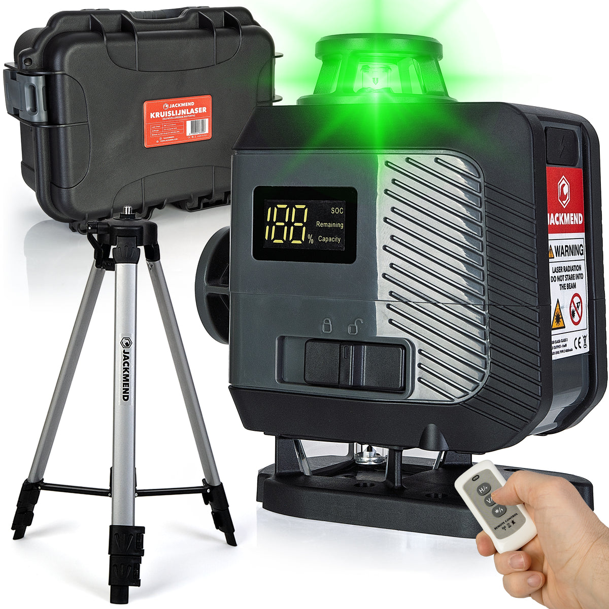 JACKMEND Laser lignes en croix 4D, rechargeable USB-C, affichage numérique, trépied inclus - Portée de 50 mètres
