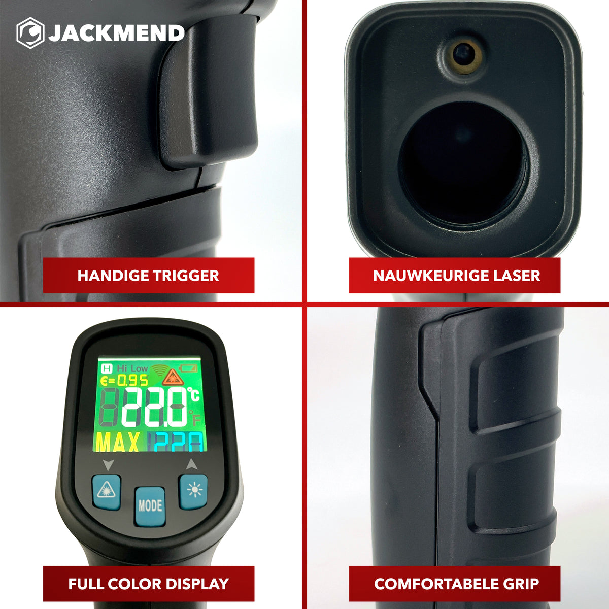 Thermomètre infrarouge JACKMEND - Thermomètre numérique Plage de -50 à 400 °C