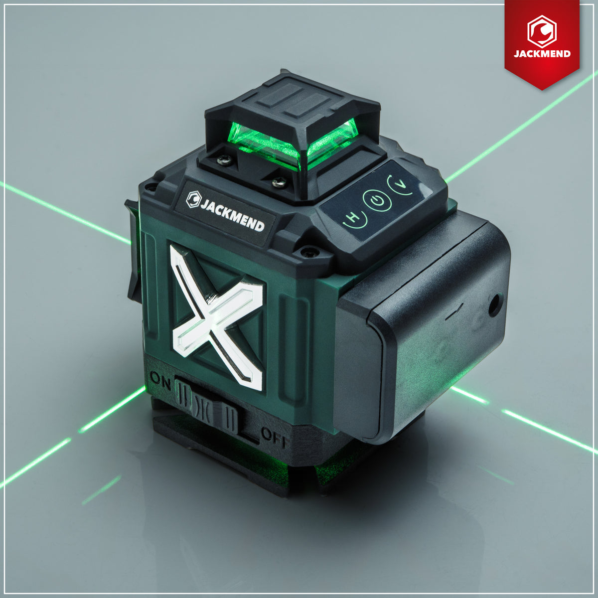 Laser croix 4D JACKMEND avec trépied de 1,45 m, 4 à 16 lignes - Portée de 50 mètres