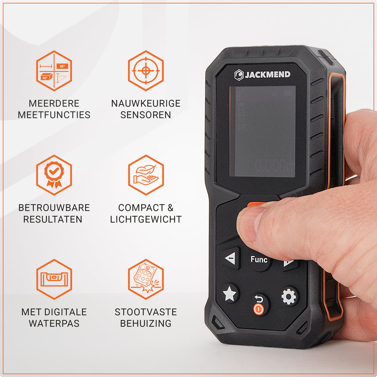 Jackmend Laserafstandsmeter 200 Meter Met Hellingmeter, Uitzetfunctie & Wandoppervlakte