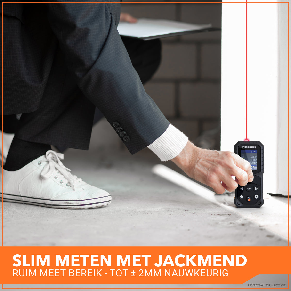 Jackmend Laserafstandsmeter 200 Meter Met Hellingmeter, Uitzetfunctie & Wandoppervlakte
