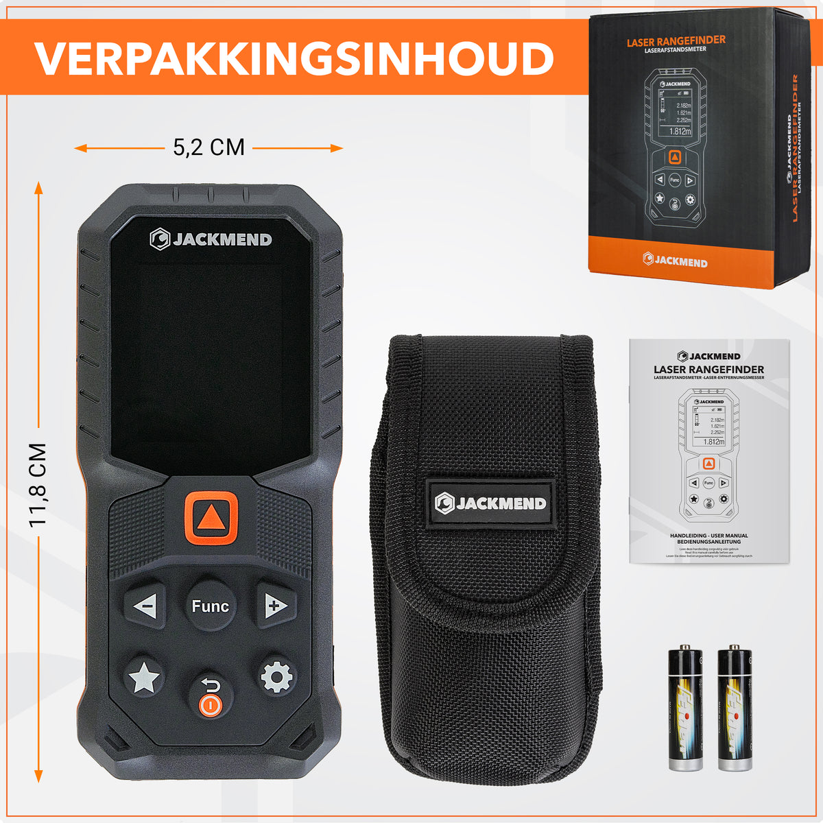 Jackmend Laserafstandsmeter 200 Meter Met Hellingmeter, Uitzetfunctie & Wandoppervlakte