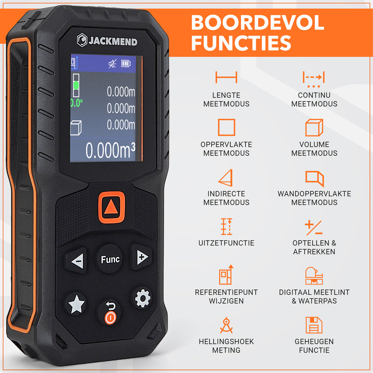 Jackmend Laserafstandsmeter 200 Meter Met Hellingmeter, Uitzetfunctie & Wandoppervlakte